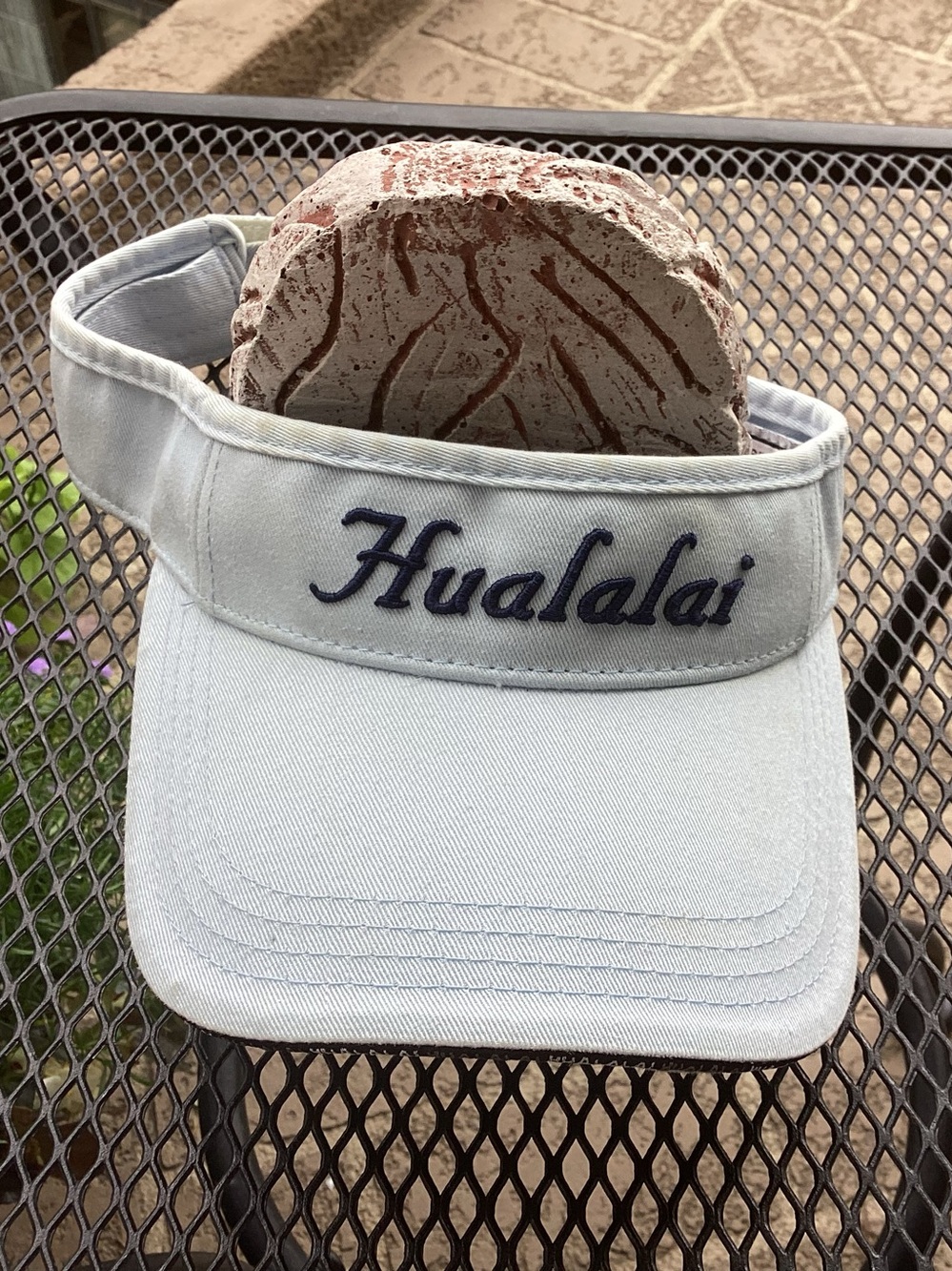 Alala Pale Blue Adult Visor with Navy Embroidered Script